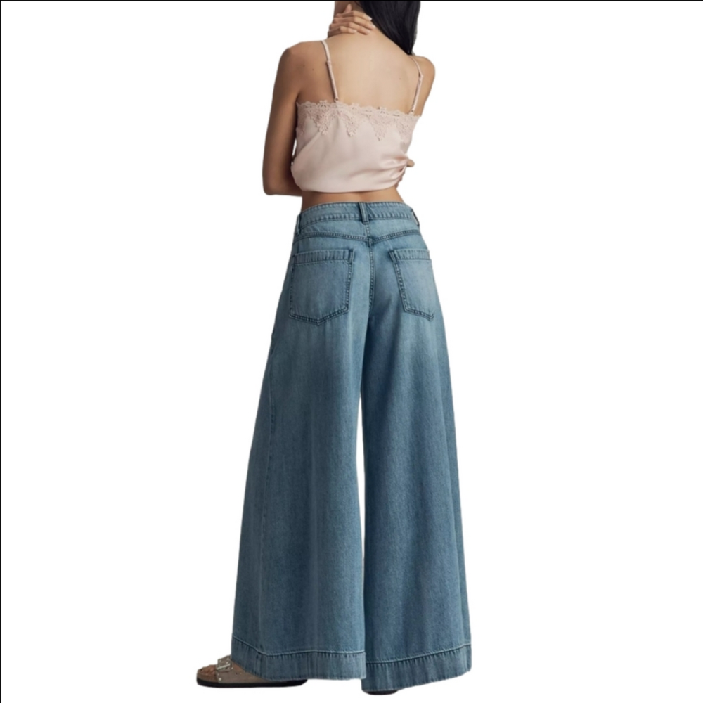 Anthropology Pilcro Super-Wide-Leg High-Rise Jeans, Size 30 ~ EUC - Picture 2 of 16